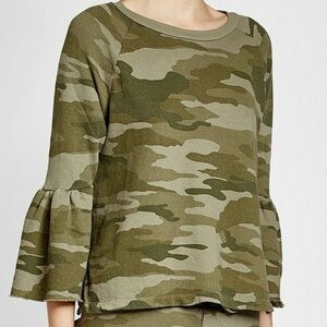 Current/Elliott Camouflage Bell Sleeve Sweatshirt Size 8